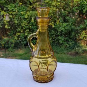 Vintage amber glass WHEATON bullseye amber cruet with stopper